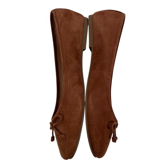 Cole Haan Yara Bow Soft Ballet Flats Dark Cuoio Suede Brown Size 7.5B - Picture 7 of 13